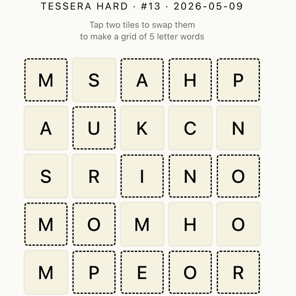 Tessera Hard, a 5x5 grid variant