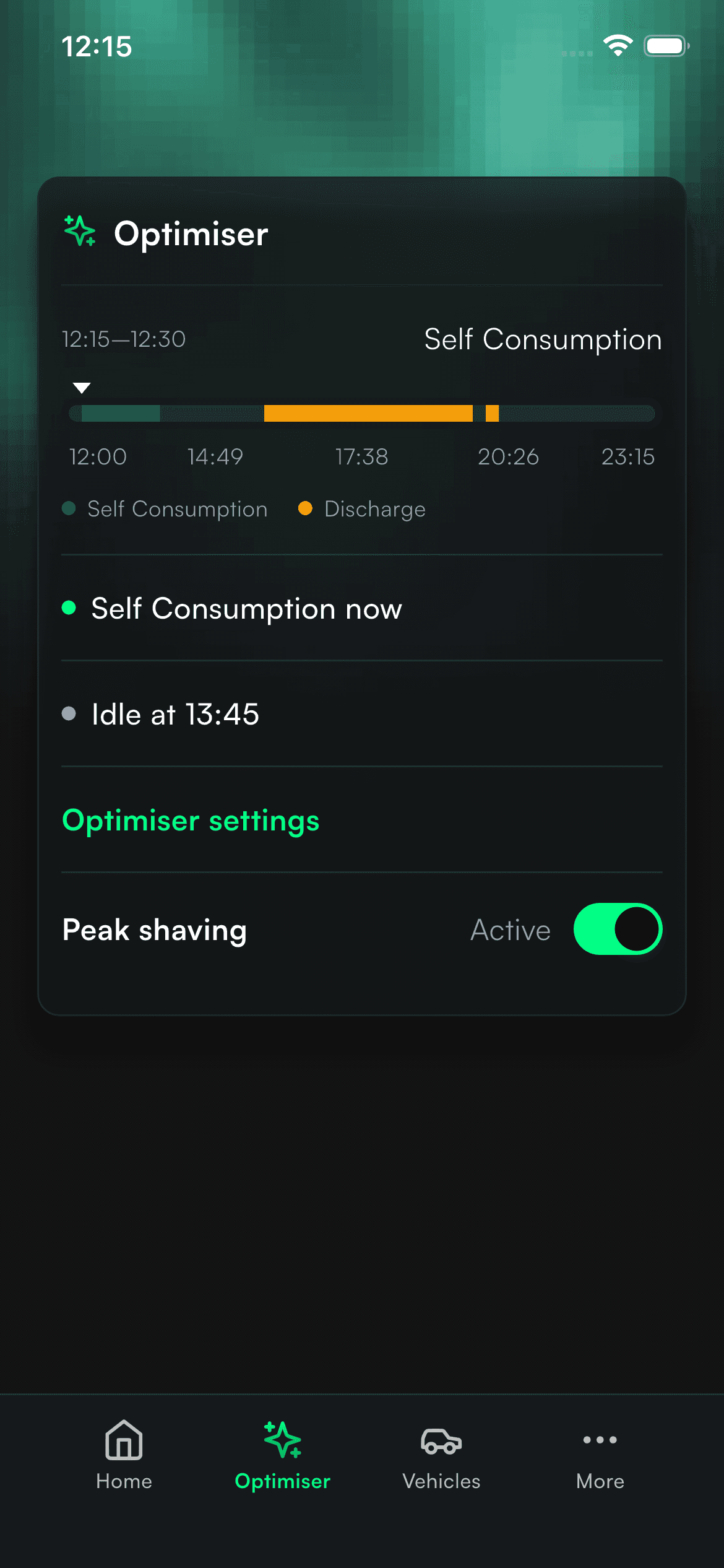 Optimiser screen with overnight battery schedule against spot price
