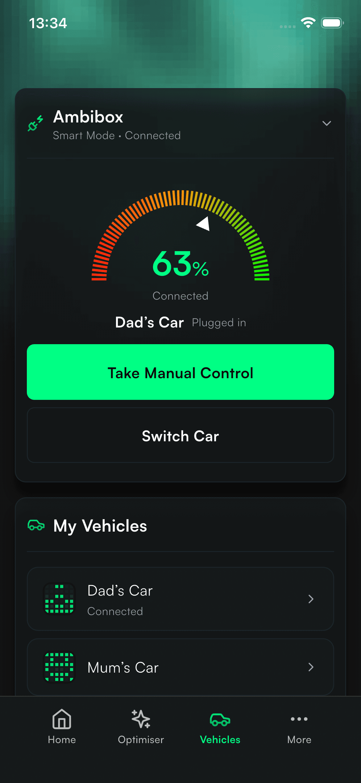 EV charging screen with smart charging schedule