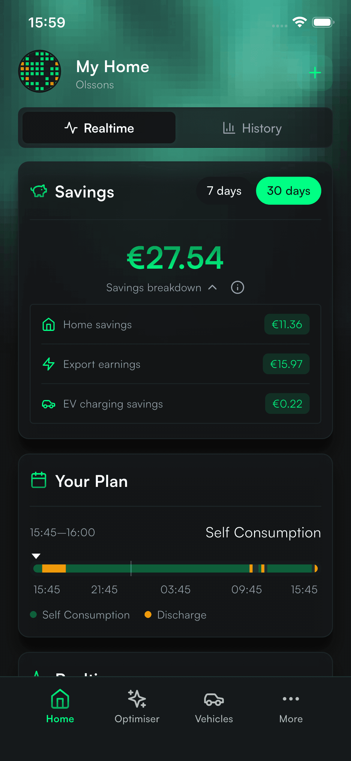 Savings breakdown showing daily and monthly earnings