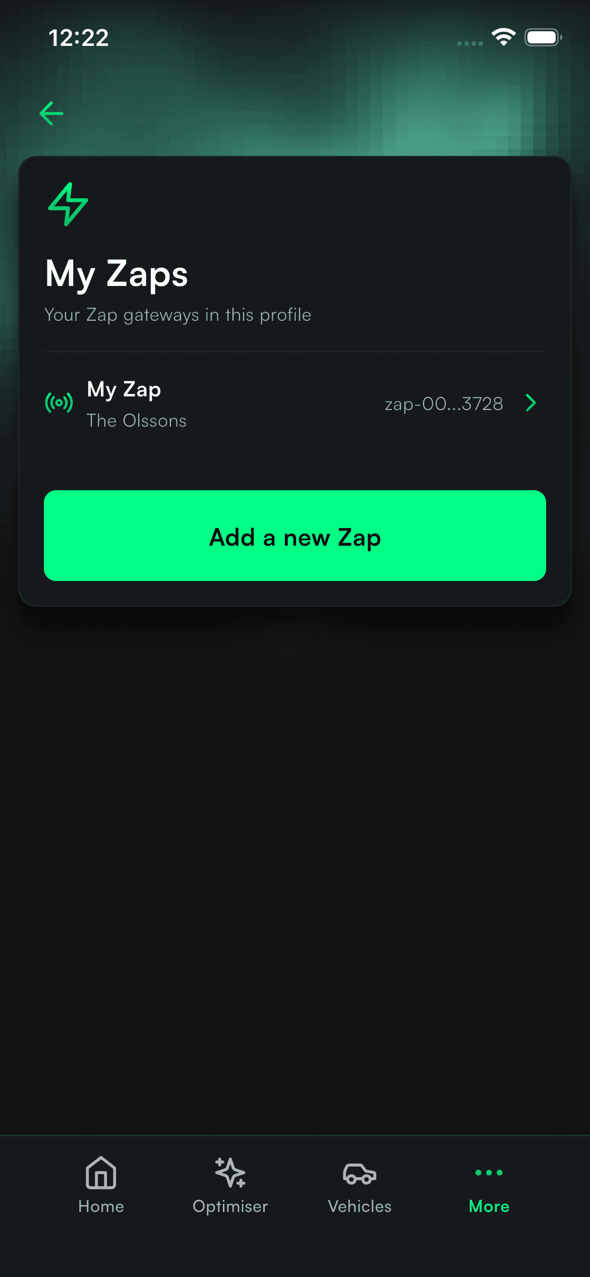 Pair a new Zap gateway over Bluetooth