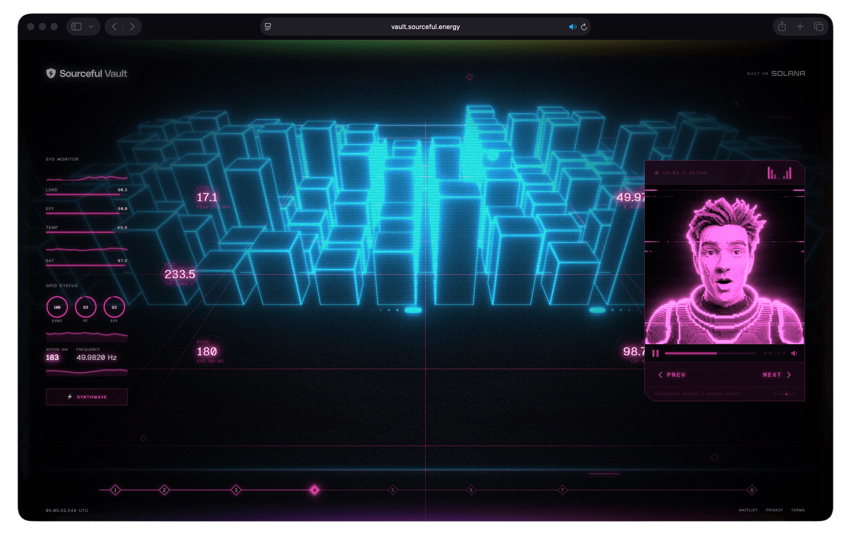 Deep space theme of the Sourceful Vault, showing the HUD overlay